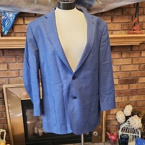 Paul Betenly 100% Wool Italian Fabric Blue Blazer Size 48R Layton